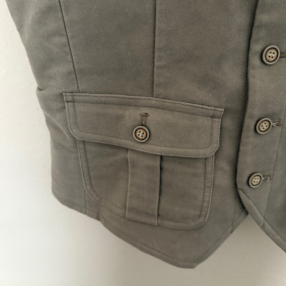 Joseph Abboud Multipocketed Utility Vest Cotton Faux Suede Gray Size Mens Small - Picture 4 of 8